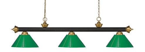Riviera Three Light Billiard in Bronze + Satin Gold (224|200-3BRZ+SG-PGR)