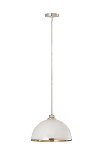 Landry One Light Pendant in Matte White + Brushed Nickel (224|1004P14-MW-BN)