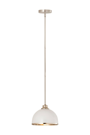 Landry One Light Pendant in Matte White + Brushed Nickel (224|1004P10-MW-BN)