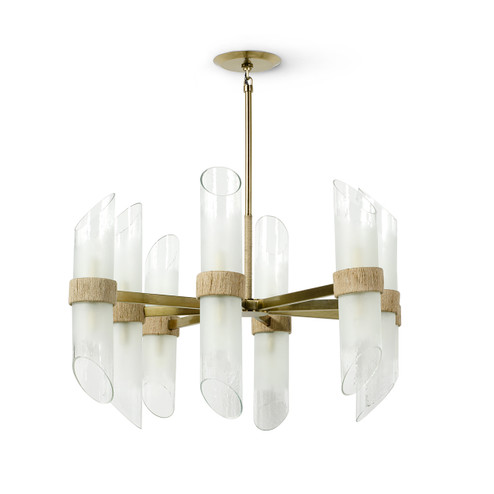 Yvonne 16 Light Chandelier in Brass / Frosted Glass (515|2296-79)