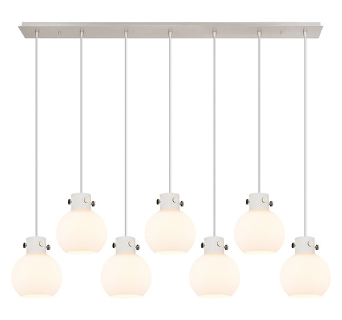 Newton Seven Light Linear Pendant in Polished Nickel (405|127-410-1PS-PN-G410-8WH)