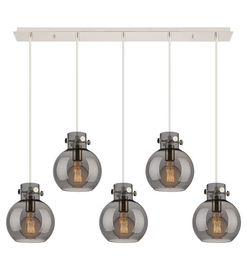 Newton Five Light Linear Pendant in Polished Nickel (405|125-410-1PS-PN-G410-8SM)