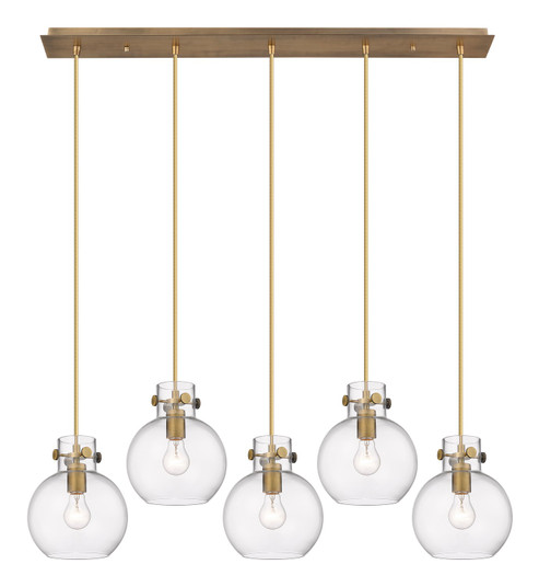 Downtown Urban Five Light Linear Pendant in Brushed Brass (405|125-410-1PS-BB-G410-8CL)