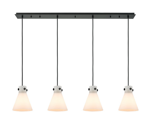 Downtown Urban Four Light Linear Pendant in Matte Black (405|124-410-1PS-BK-G411-8WH)