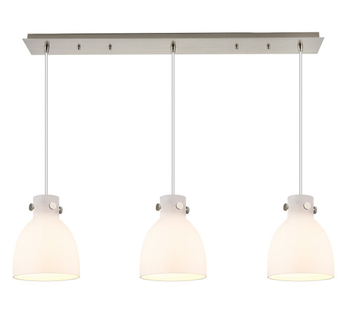 Downtown Urban Three Light Linear Pendant in Brushed Satin Nickel (405|123-410-1PS-SN-G412-8WH)