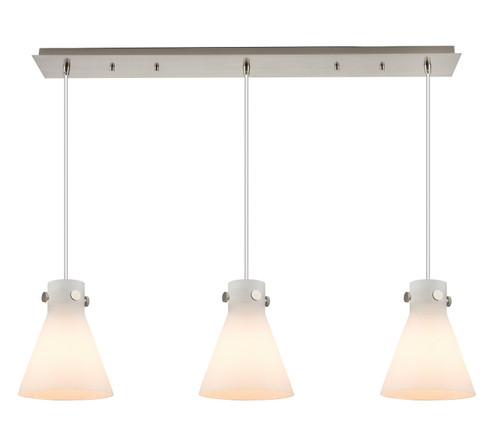 Downtown Urban Three Light Linear Pendant in Brushed Satin Nickel (405|123-410-1PS-SN-G411-8WH)