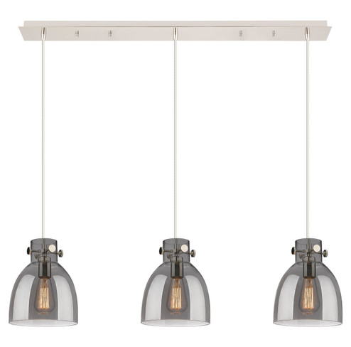 Downtown Urban Three Light Linear Pendant in Polished Nickel (405|123-410-1PS-PN-G412-8SM)
