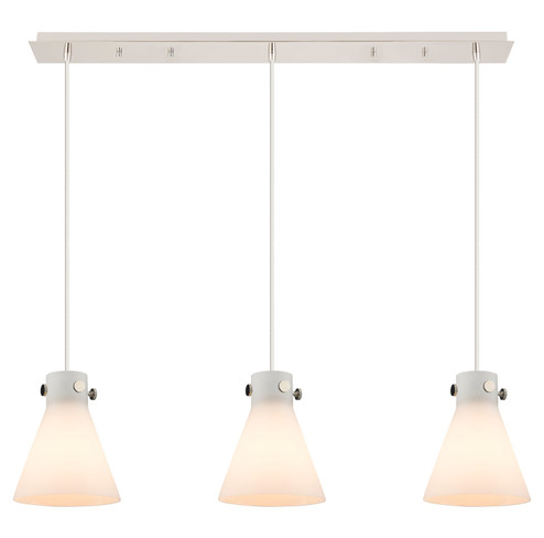 Downtown Urban Three Light Linear Pendant in Polished Nickel (405|123-410-1PS-PN-G411-8WH)