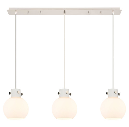 Newton Three Light Linear Pendant in Polished Nickel (405|123-410-1PS-PN-G410-8WH)