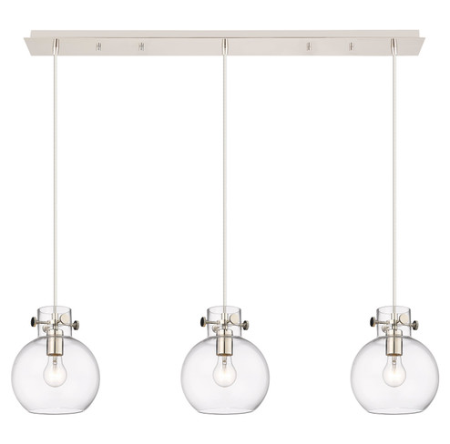 Newton Three Light Linear Pendant in Polished Nickel (405|123-410-1PS-PN-G410-8CL)