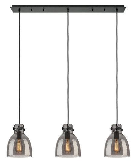 Downtown Urban Three Light Linear Pendant in Matte Black (405|123-410-1PS-BK-G412-8SM)