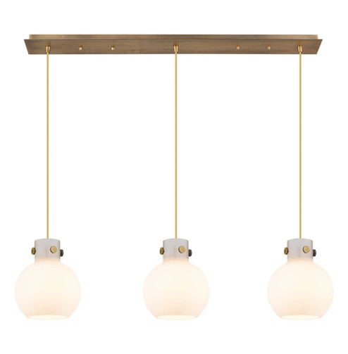 Newton Three Light Linear Pendant in Brushed Brass (405|123-410-1PS-BB-G410-8WH)