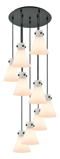 Downtown Urban Nine Light Pendant in Matte Black (405|119-410-1PS-BK-G411-8WH)