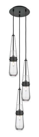 Downtown Urban Three Light Pendant in Matte Black (405|113-452-1P-BK-G452-4CL)