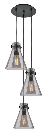 Downtown Urban Three Light Pendant in Matte Black (405|113-410-1PS-BK-G411-8SM) Downtown Urban Three Light Pendant in Matte Black (405|113-410-1PS-BK-G411-8SM)