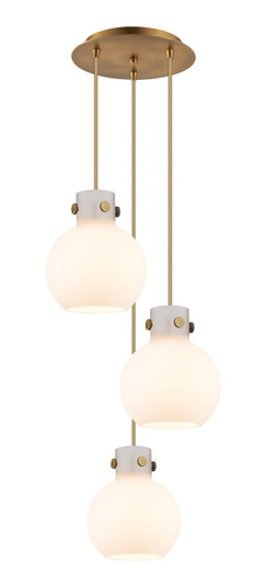 Newton Three Light Pendant in Brushed Brass (405|113-410-1PS-BB-G410-8WH)