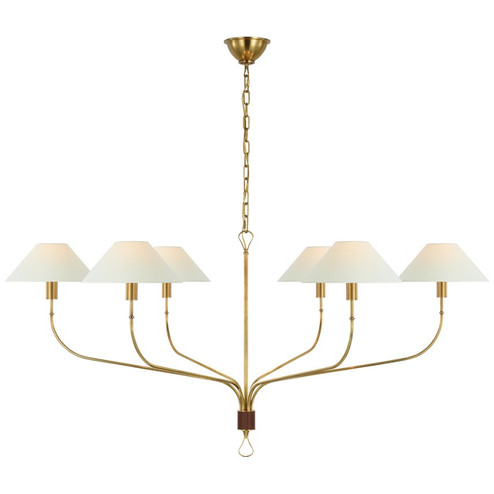 Griffin LED Chandelier in Hand-Rubbed Antique Brass and Saddle Leather (268|AL 5006HAB/SDL-L)