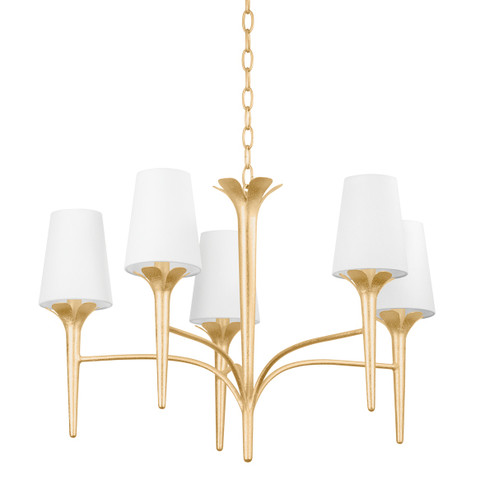 Emily Five Light Chandelier in Gold Leaf (428|H733805-GL)