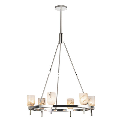 Lucian Six Light Chandelier in Polished Nickel/Alabaster (452|CH338632PNAR)