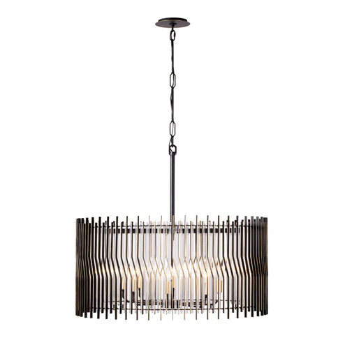 Park Row Eight Light Pendant in Matte Black/French Gold (137|393P08MBFG)