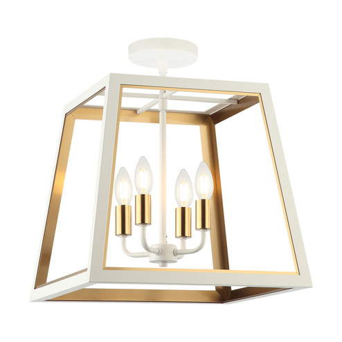 Rosalie Four Light Ceiling Mount in White + Aged Gold Brass (423|X72104WHAG)