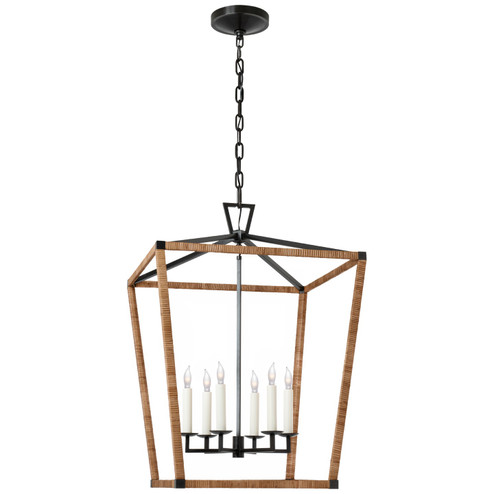 Darlana Wrapped LED Lantern in Aged Iron and Natural Rattan (268|CHC 5879AI/NRT)