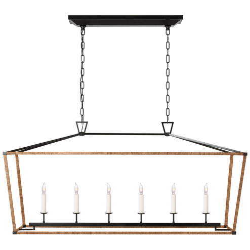 Darlana Wrapped LED Linear Lantern in Aged Iron and Natural Rattan (268|CHC 5766AI/NRT)