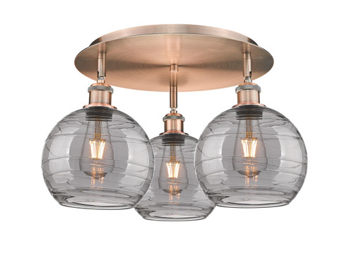 Ballston Three Light Flush Mount in Antique Copper (405|516-3C-AC-G1213-8SM)