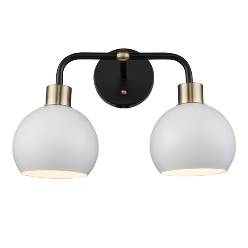 Indigo Two Light Vanity in Black/Antique Gold White (110|22532 BKAG-WH)