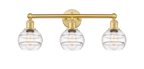 Edison Three Light Bath Vanity in Satin Gold (405|616-3W-SG-G556-6CL)