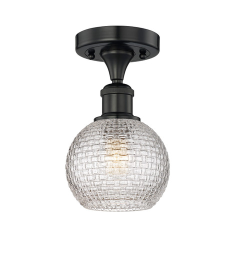 Edison One Light Semi-Flush Mount in Matte Black (405|616-1F-BK-G122C-6CL)