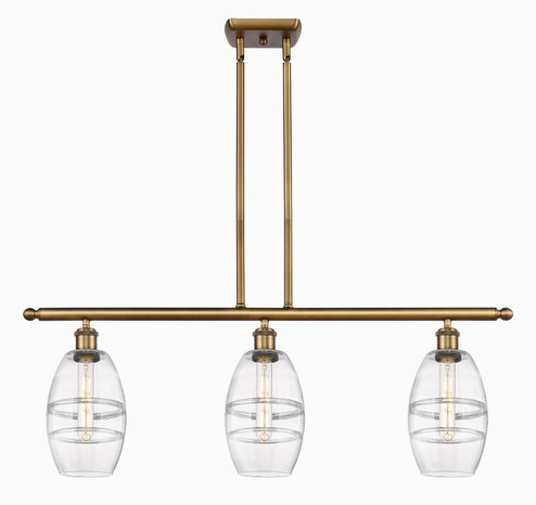 Ballston Three Light Island Pendant in Brushed Brass (405|516-3I-BB-G557-6CL)