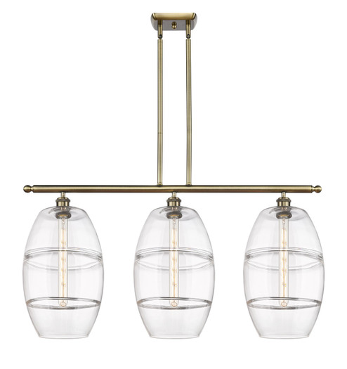 Ballston Three Light Island Pendant in Antique Brass (405|516-3I-AB-G557-10CL)