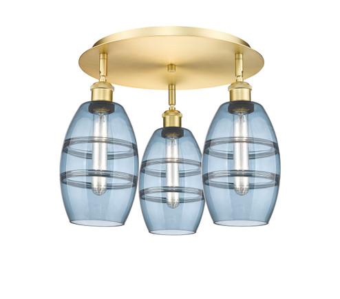 Ballston Three Light Semi-Flush Mount in Satin Gold (405|516-3C-SG-G557-6BL)