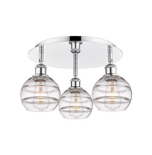 Ballston Three Light Semi-Flush Mount in Satin Gold (405|516-3C-SG-G556-6CL)