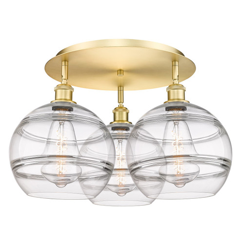 Ballston Three Light Flush Mount in Satin Gold (405|516-3C-SG-G556-10CL)