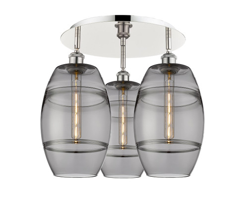 Ballston Three Light Semi-Flush Mount in Polished Nickel (405|516-3C-PN-G557-8SM)