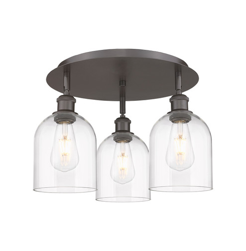 Downtown Urban Three Light Flush Mount in Oil Rubbed Bronze (405|516-3C-OB-G558-6CL)