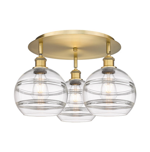 Ballston Three Light Semi-Flush Mount in Brushed Brass (405|516-3C-BB-G556-8CL)