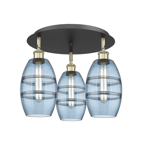 Ballston Three Light Semi-Flush Mount in Black Antique Brass (405|516-3C-BAB-G557-6BL)