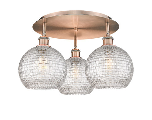 Ballston Three Light Semi-Flush Mount in Antique Copper (405|516-3C-AC-G122C-8CL)