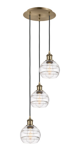 Ballston Three Light Pendant in Antique Brass (405|113B-3P-AB-G556-6CL)