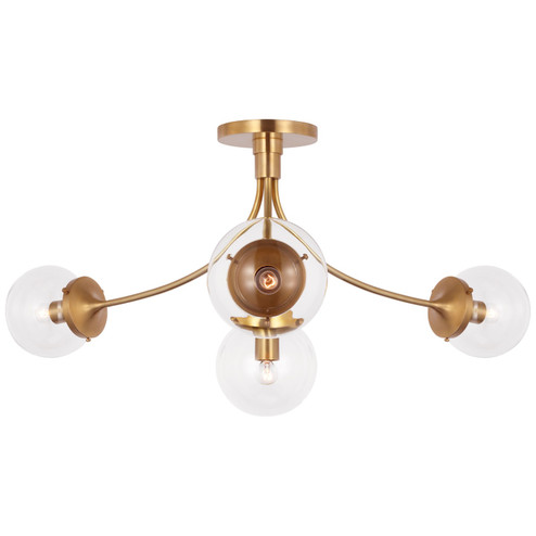 Prescott LED Semi-Flush Mount in Soft Brass (268|KS 4009SB-CG) Prescott LED Semi-Flush Mount in Soft Brass (268|KS 4009SB-CG)