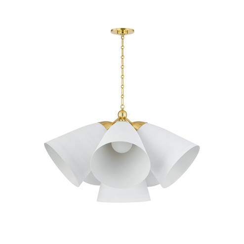 Bronson Five Light Chandelier in Aged Brass/White Plaster (70|BKO1502-AGB/WP)