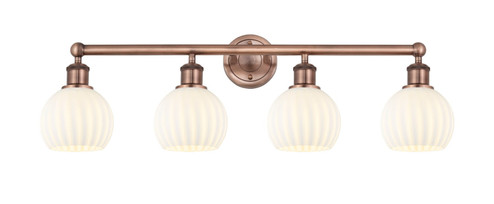 Edison Four Light Bath Vanity in Antique Copper (405|616-4W-AC-G1217-6WV)