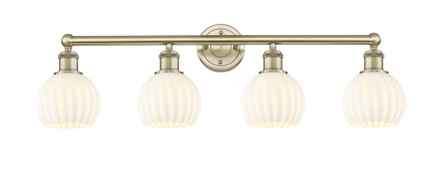 Edison Four Light Bath Vanity in Antique Brass (405|616-4W-AB-G1217-6WV)