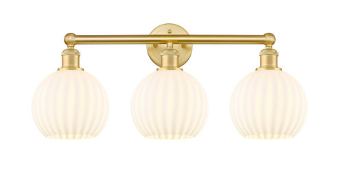Edison Three Light Bath Vanity in Satin Gold (405|616-3W-SG-G1217-8WV)