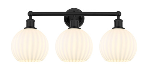 Edison Three Light Bath Vanity in Matte Black (405|616-3W-BK-G1217-8WV)