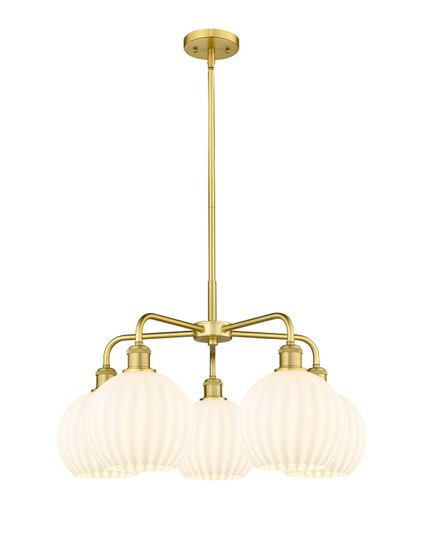 Ballston Five Light Chandelier in Satin Gold (405|516-5CR-SG-G1217-8WV)