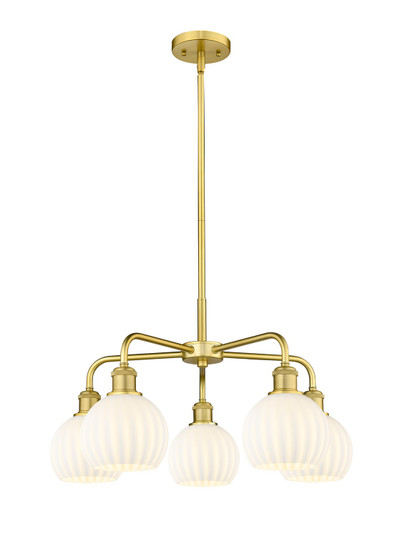 Ballston Five Light Chandelier in Satin Gold (405|516-5CR-SG-G1217-6WV)
